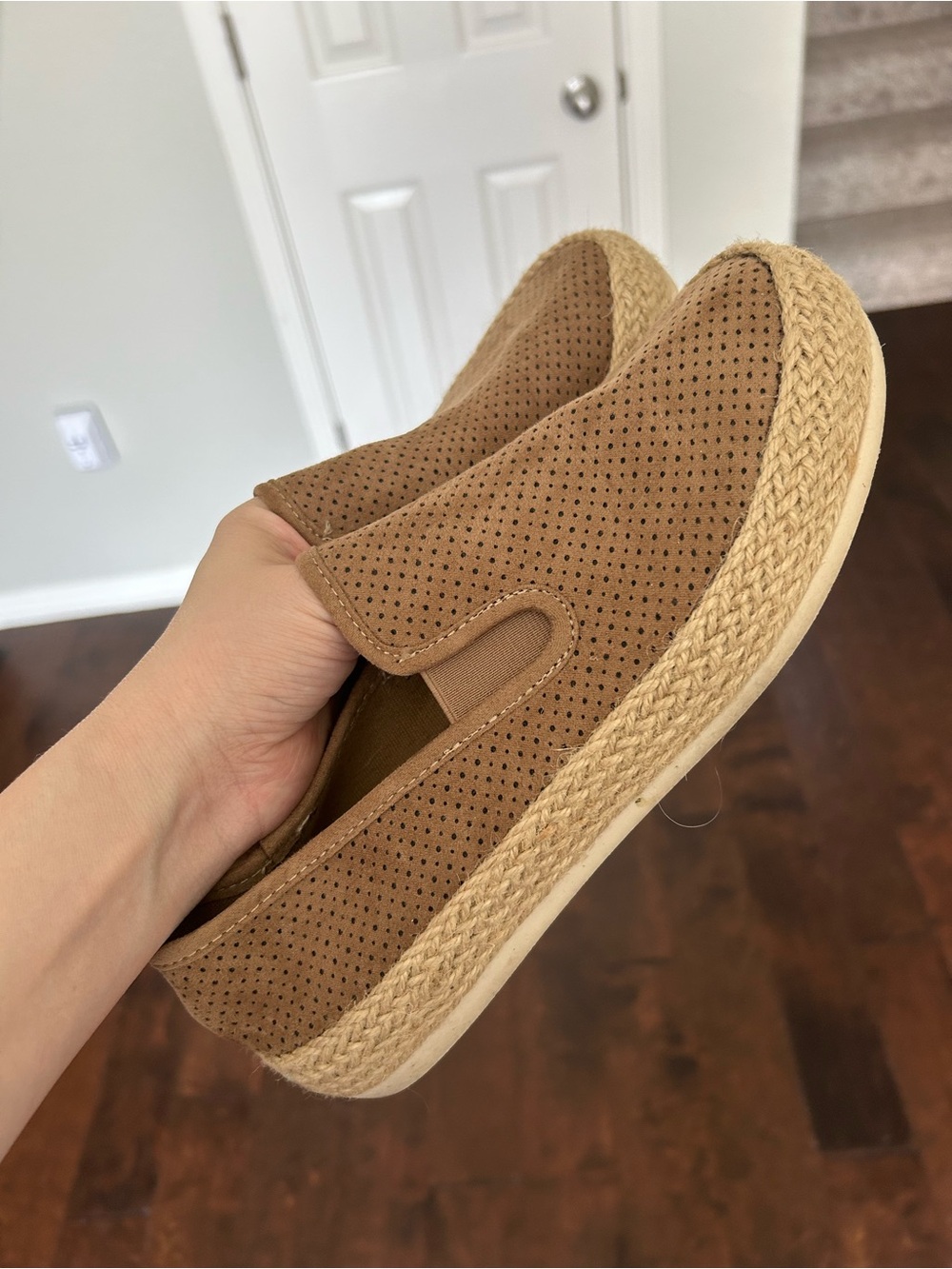 Esprit Perforated Slip-On Espadrille in Tan